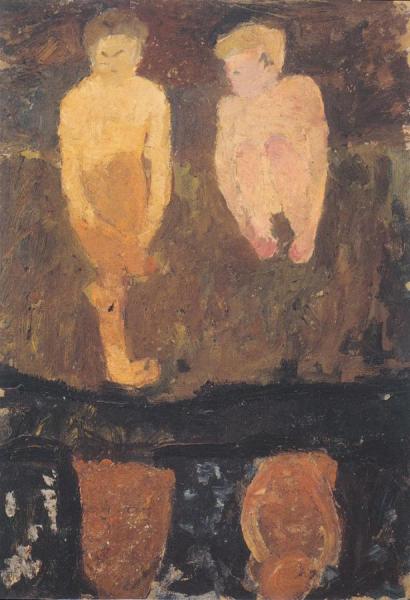 Paula Modersohn-becker Two Naked Boys Squatting On The Shore