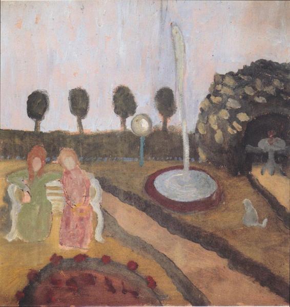 Two Women In The Garden With A Fountain by Paula Modersohn-becker