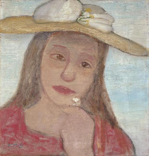 Young Girl With Straw Hat And A Flower In Her Hand by Paula Modersohn-becker