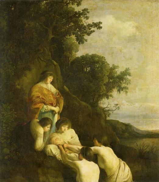 Pharaoh's Daughter Discovers Moses In The Rush Basket by Paulus Bor Oil Painting Reproductions