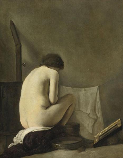 Seated Nude Bathing By The Stove by Paulus Bor Oil Painting Reproductions