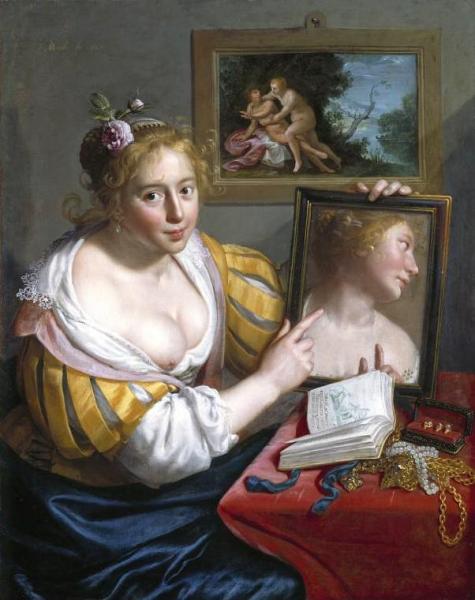 Girl With A Mirror by Paulus Moreelse