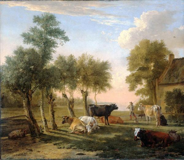 Cows In The Pasture At A Farm by Paulus Potter