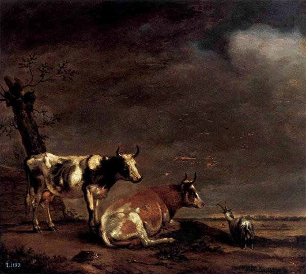 Landscape With Two Cows And A Goat by Paulus Potter Oil Painting Reproductions