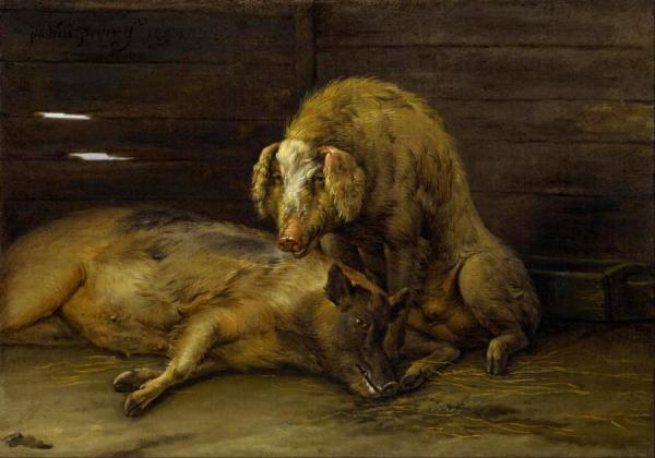 Paulus Potter Two Pigs In A Sty