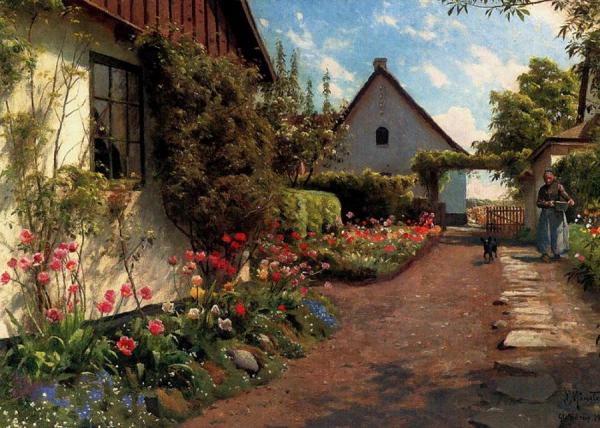 In The Garden by Peder Mork Monsted Oil Painting Reproductions