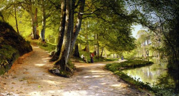 The Red Umbrella by Peder Mork Monsted