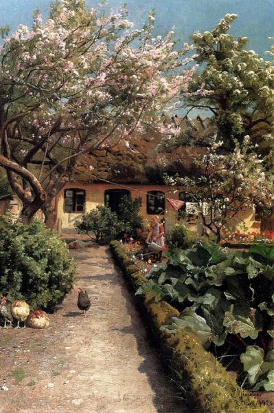 Watering The Garden by Peder Mork Monsted