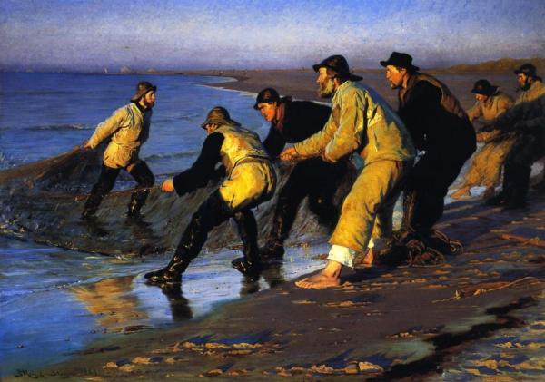 Peder Severin Kroyer Fishermen Hauling The Net On Skagen's North Beach