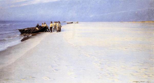 Fishermen On The Beach At Skagen by Peder Severin Kroyer Oil Painting Reproductions