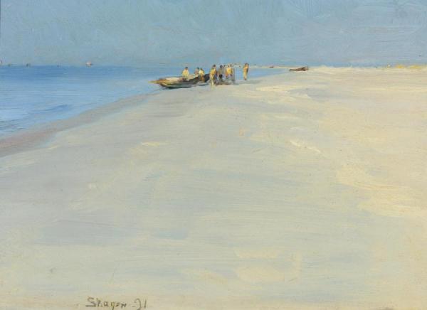 Fishermen On The Beach At Skagen by Peder Severin Kroyer