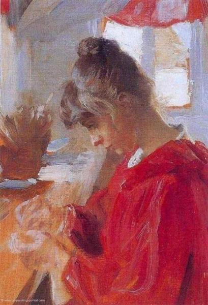 Peder Severin Kroyer Marie In Red Dress