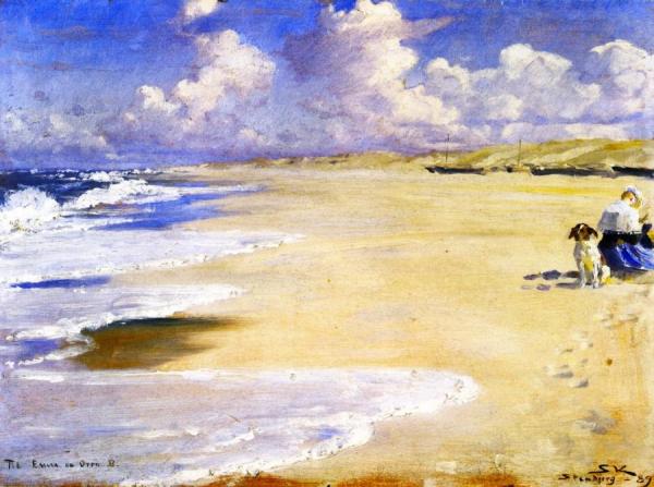 Marie Krøyer Painting On The Beach At Stenbjerg by Peder Severin Kroyer Oil Painting Reproductions