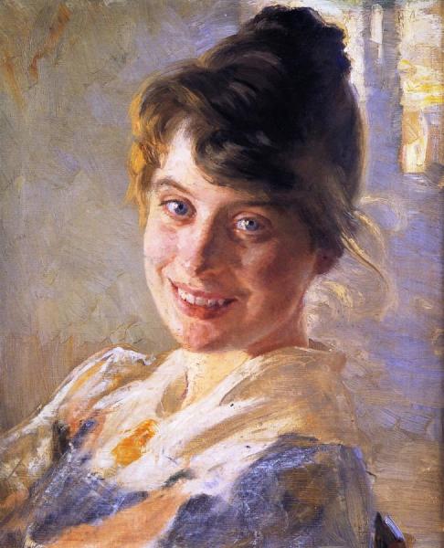 Portrait Of The Artist's Wife Marie by Peder Severin Kroyer