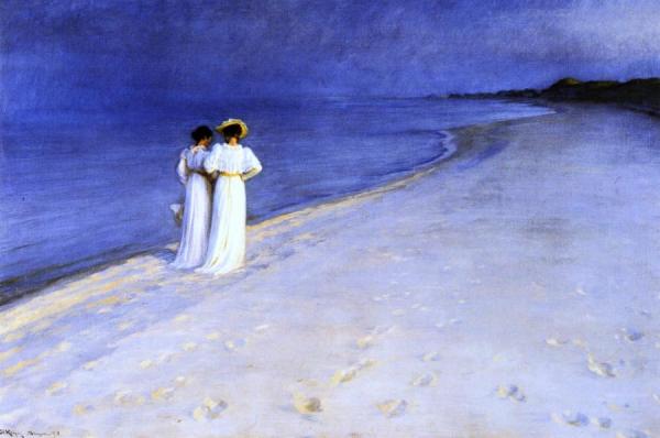 Summer Night On The South Beach At Skagen by Peder Severin Kroyer