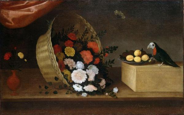 Basket Of Flowers With Fruit by Pedro De Camprobin Oil Painting Reproductions