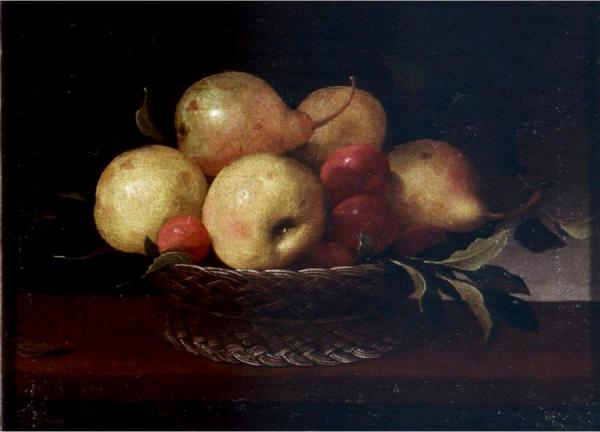 Still-life Of Pears, Plums And Apples In A Basket by Pedro De Camprobin Oil Painting Reproductions