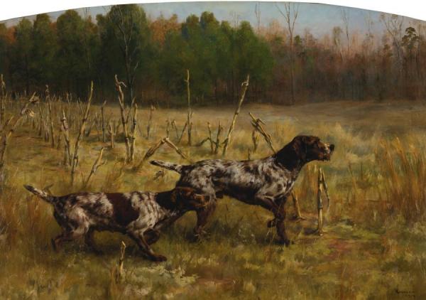 Autumn - Cornfield (two Setters) by Percival Leonard Rosseau