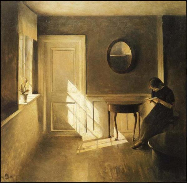 Girl Reading A Letter In An Interior by Peter Ilsted