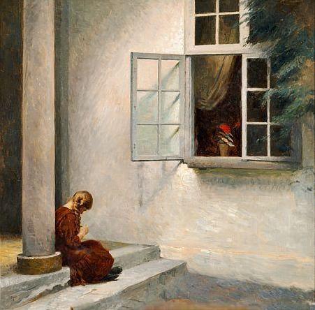 Lille Pige Ved Søjle - Liselund by Peter Ilsted Oil Painting Reproductions