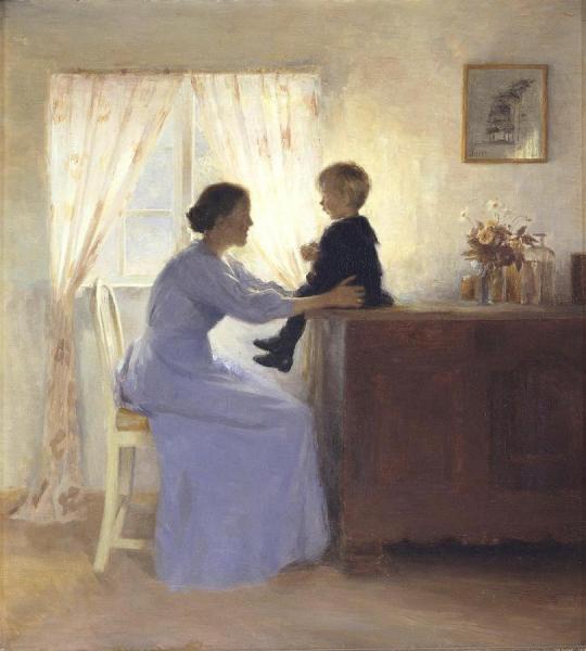 Mother And Child In An Interior by Peter Ilsted