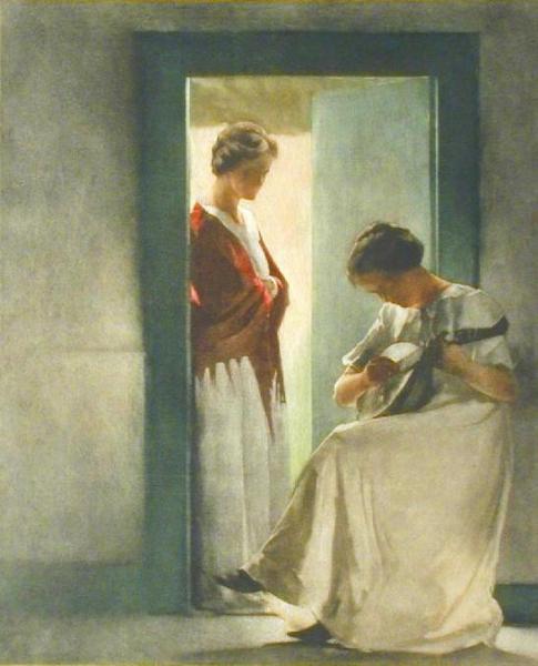 Two Girls In A Doorway by Peter Ilsted Oil Painting Reproductions