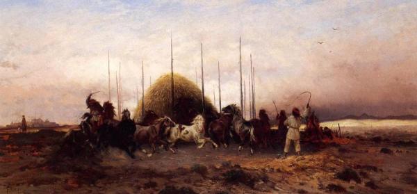 Horses Threshig Wheat, San Juan, New Mexico by Peter Moran