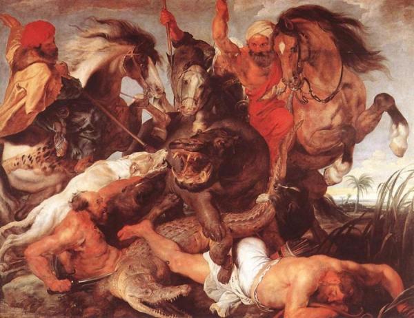 Hippopotamus And Crocodile Hunt by Peter Paul Rubens