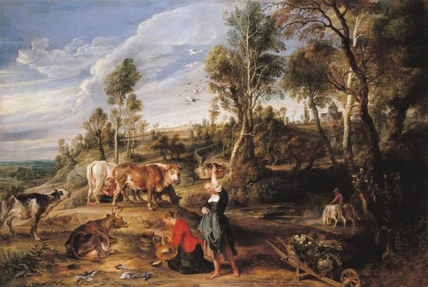 Milkmaids With Cattle In A Landscape by Peter Paul Rubens