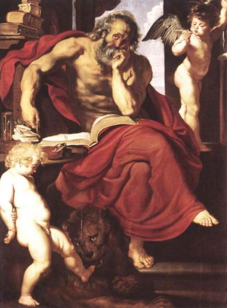 St Jerome In His Hermitage by Peter Paul Rubens