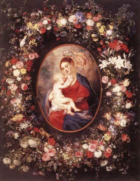 The Virgin And Child In A Garland Of Flower by Peter Paul Rubens