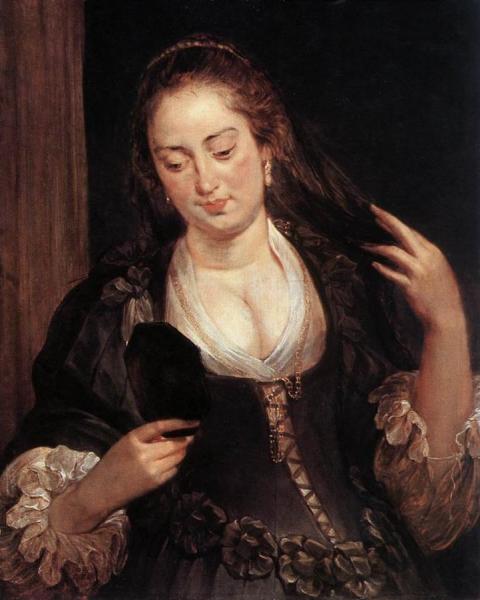Woman With A Mirror by Peter Paul Rubens
