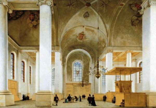 Interior Of The Nieuwe Or St. Annakerk In Haarlem, Seen From West To East by Peter Saenredam Oil Painting Reproductions