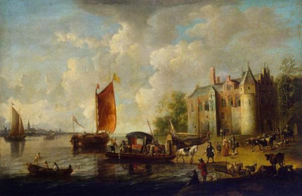 Peter Van Den Velde Castle On A River Bank