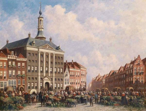 Market In Bois-le-duc by Petrus Gerardus Vertin