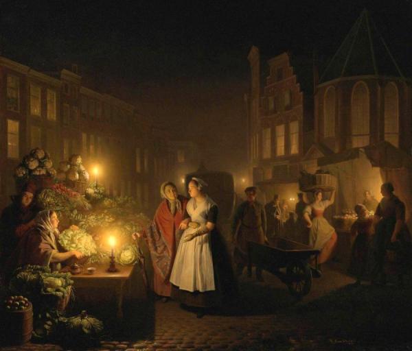 Moonlit Market by Petrus Van Schendel