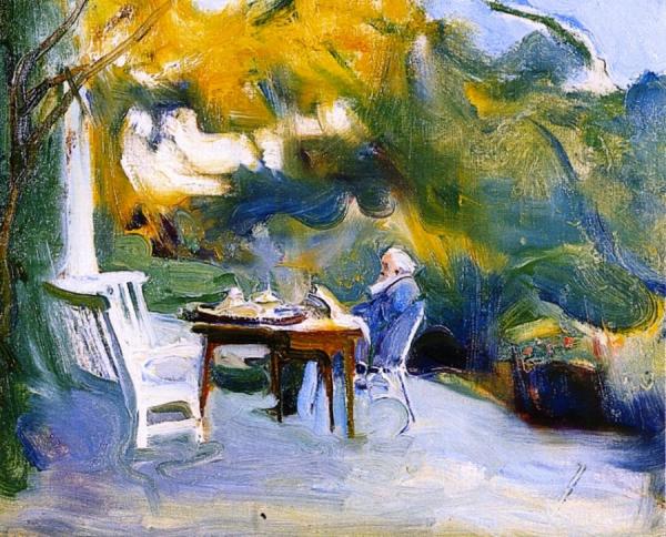 Alfred Lys Baldry Seated At A Table In The Gardens At The Kennels by Philip Alexius De László Oil Painting Reproductions