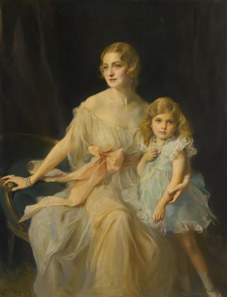 Mrs. Claude Leigh And Miss Virginia Leigh by Philip Alexius De László