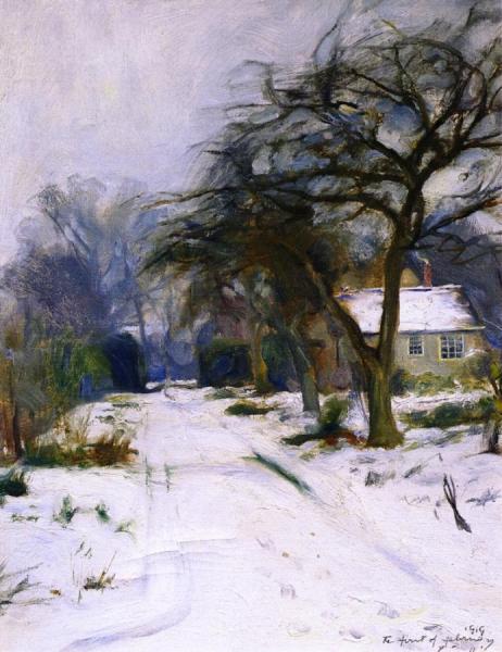 The First Of February, The Driveway At Littleworth Corner In The Snow by Philip Alexius De László