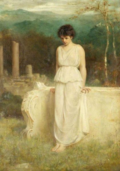 Her Eyes Are With Her Heart And That Is Far Away by Philip Hermogenes Calderon
