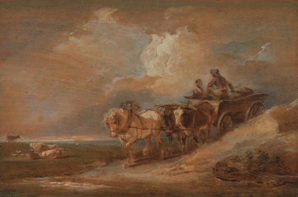 Landscape With Horse And Oxen Cart by Philip James De Loutherbourg Oil Painting Reproductions