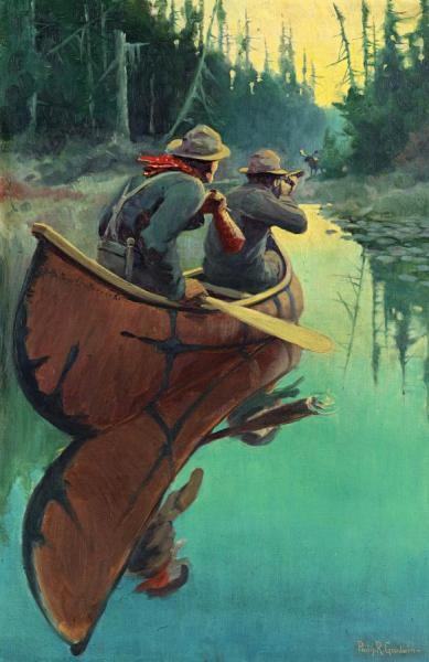 Philip Russell Goodwin Hunters In A Canoe