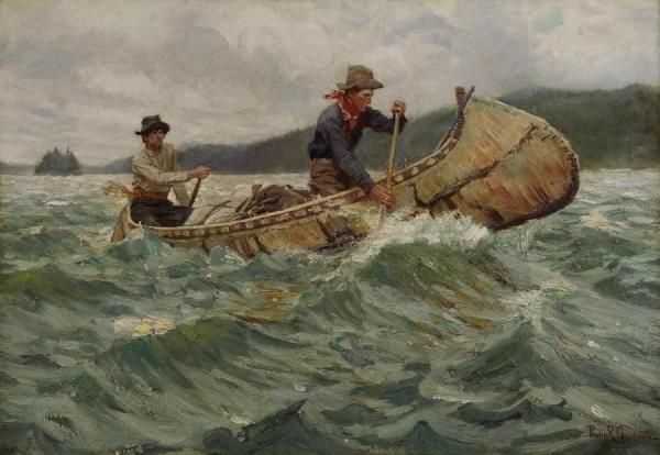 Philip Russell Goodwin Trappers In A Canoe