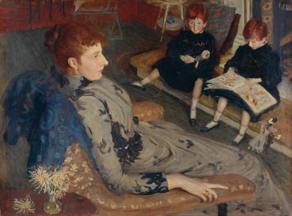 Mrs Cyprian Williams And Her Two Little Girls by Philip Wilson Steer