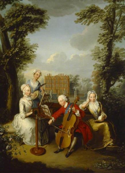Frederick Louis, Prince Of Wales, Accompanied By His Sisters, Making Music At Kew by Philippe Mercier