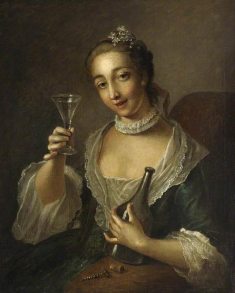 Portrait Of A Girl With A Bottle And A Glass by Philippe Mercier Oil Painting Reproductions