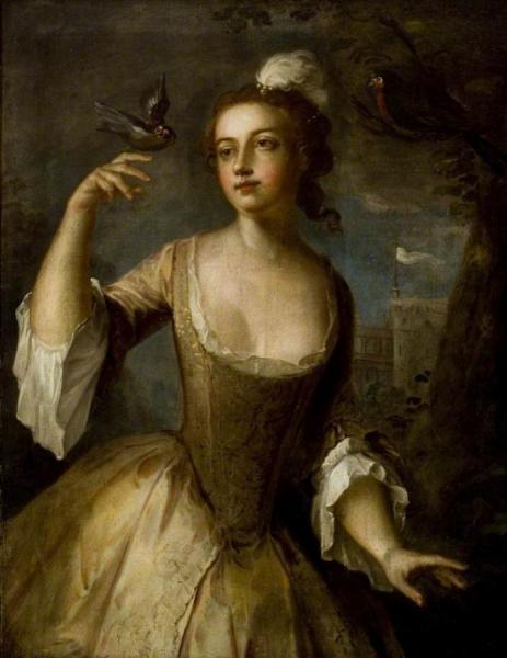 Young Woman With Goldfinch by Philippe Mercier