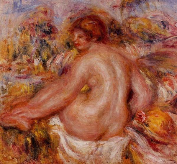 After Bathing, Seated Female Nude by Pierre Auguste Renoir Oil Painting Reproductions