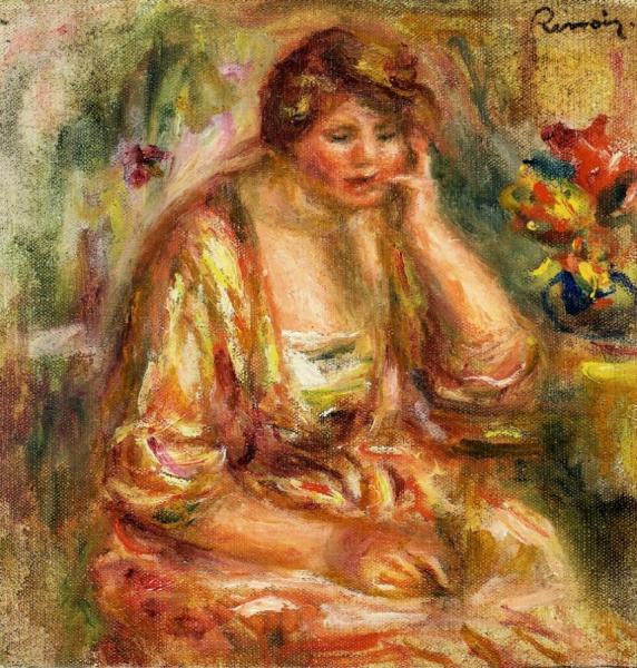 Andree In A Pink Dress by Pierre Auguste Renoir Oil Painting Reproductions