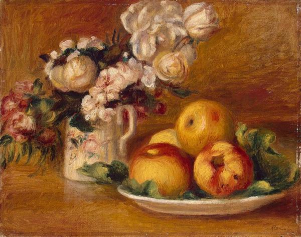 Apples And Flowers by Pierre Auguste Renoir
